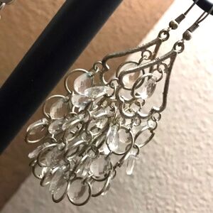 Vintage Glamorous Elite Chandelier Earrings Faceted Crystals Luxe Look